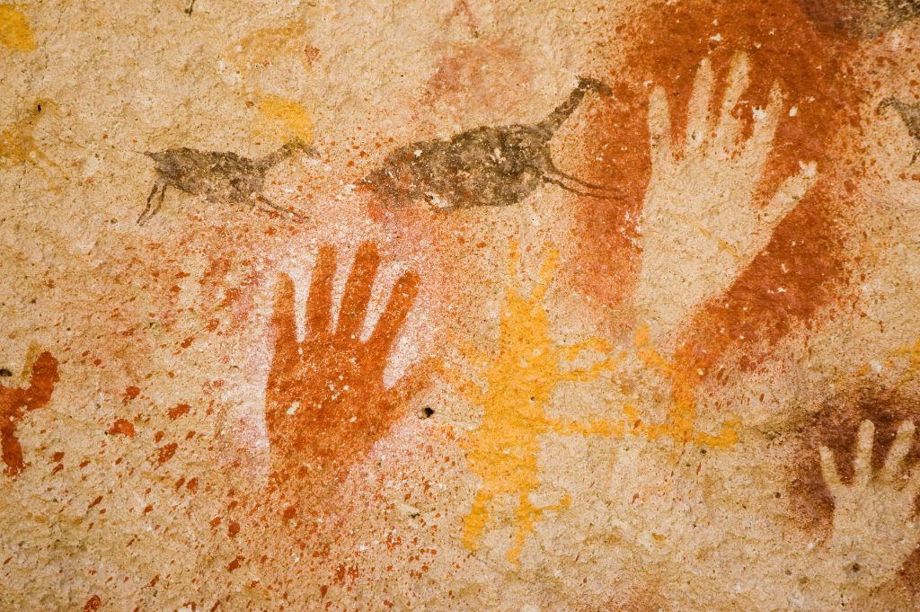 Cairns Australien Handabdrücke in einer Höhle Felsenmalerei
