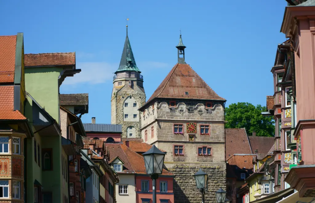 Blick in das Stadtzentrum von Rottweil - Baden-Württemberg - mit dem Schwarzen Tor im Hintergrund