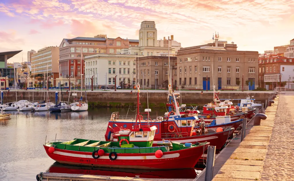 Hafen von La Coruna in Galicien Spanien
